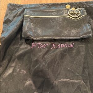 Betsey Johnson Black Clutch with Gold Accents